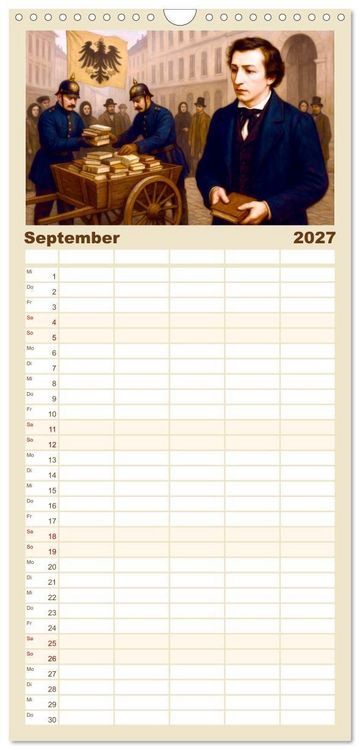 Produktbild: Familienplaner 2027 - Heinrich Heine. Sein Leben, seine literarischen Werke mit 5 Spalten (Wandkalender, 21 x 45 cm) CALVENDO