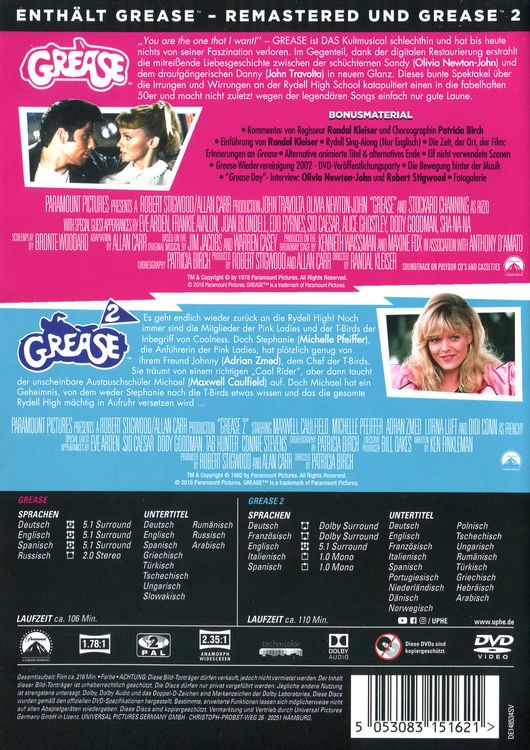 Produktbild: Grease + Grease 2 - Remastered [2 DVDs]