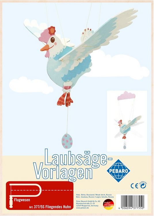 Produktbild: PEBARO 377/5S - Laubs&auml;gevorlage Mobile Fliegendes Huhn, 2 Platten, Gr&ouml;&szlig;e DIN A4