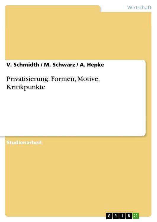 Produktbild: Privatisierung - Formen, Motive, Kritikpunkte