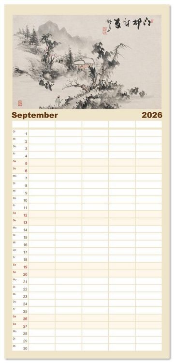 Produktbild: Familienplaner 2026 - Yoshitsugu Haizan mit 5 Spalten (Wandkalender, 21 x 45 cm) CALVENDO