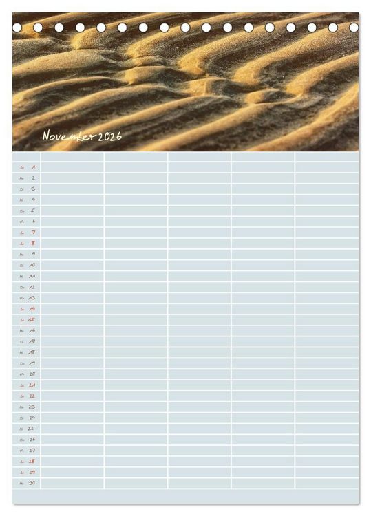 Produktbild: Kleine Sand-Sch&ouml;nheiten / Familienplaner (Tischkalender 2026 DIN A5 hoch), CALVENDO Monatskalender