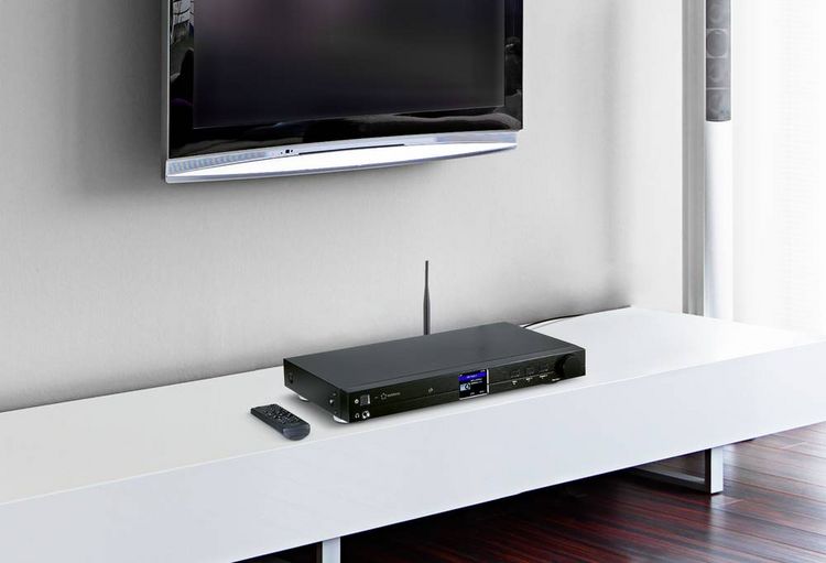 Produktbild: Renkforce RF-DAB-IR1700 Radio-Adapter DAB+, UKW, Internet WLAN, LAN, Bluetooth&reg;, DLNA, Internetradio DLNA-f&auml;hig Schwarz