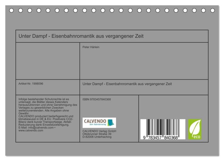 Produktbild: Unter Dampf - Eisenbahnromantik aus vergangener Zeit (Tischkalender 2026 DIN A5 quer), CALVENDO Monatskalender