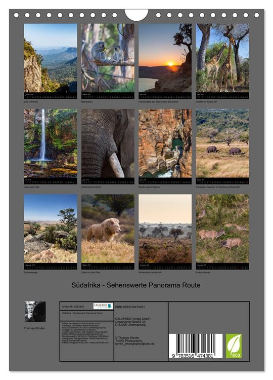 Produktbild: S&uuml;dafrika - Sehenswerte Panorama Route (Wandkalender 2026 DIN A4 hoch), CALVENDO Monatskalender
