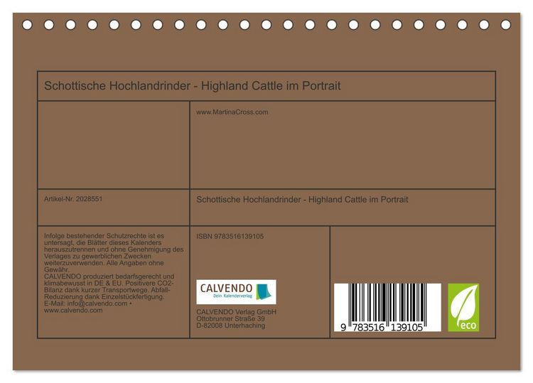 Produktbild: Schottische Hochlandrinder - Highland Cattle im Portrait (Tischkalender 2026 DIN A5 quer), CALVENDO Monatskalender