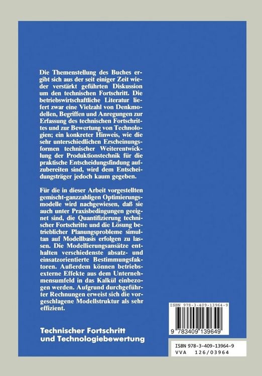 Produktbild: Technischer Fortschritt und Technologiebewertung aus betriebswirtschaftlicher Sicht