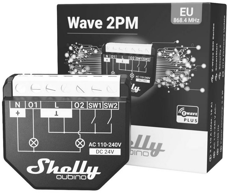 Produktbild: Shelly Qubino Wave 2PM Schaltaktor Z-Wave, Z-Wave+