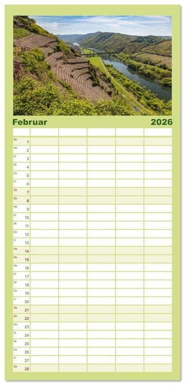 Produktbild: Familienplaner 2026 - Moselansichten mit 5 Spalten (Wandkalender, 21 x 45 cm) CALVENDO