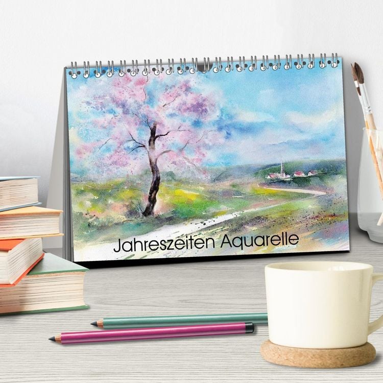 Produktbild: Jahreszeiten Aquarelle (Tischkalender 2026 DIN A5 quer), CALVENDO Monatskalender