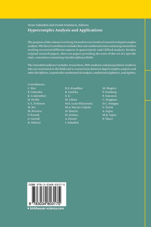 Produktbild: Hypercomplex Analysis and Applications