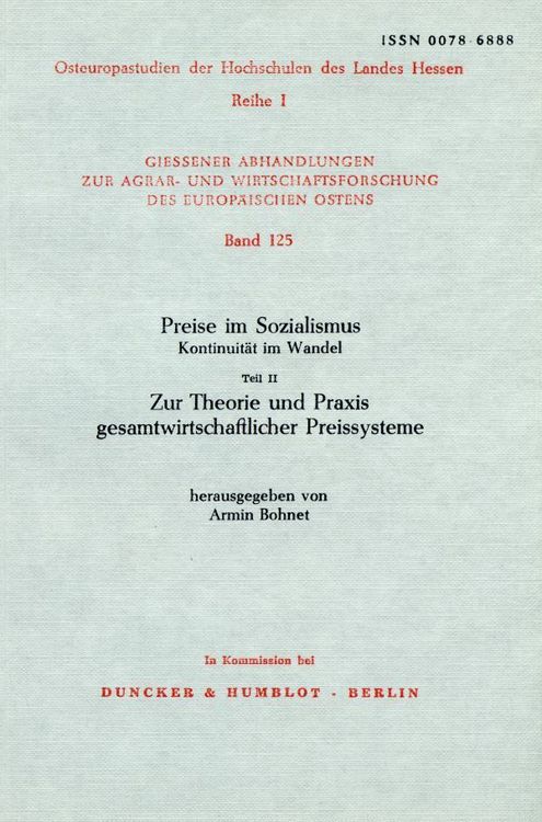 Produktbild: Preise im Sozialismus - Kontinuit&auml;t im Wandel.