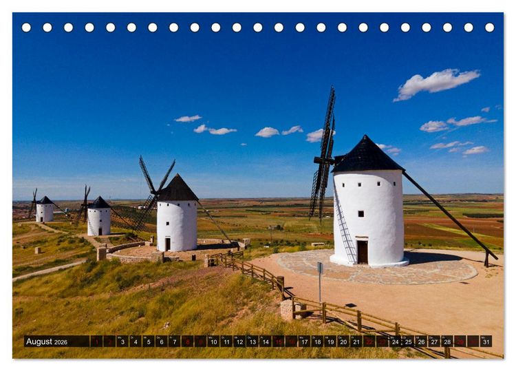 Produktbild: Windm&uuml;hlen in La Mancha (Tischkalender 2026 DIN A5 quer), CALVENDO Monatskalender