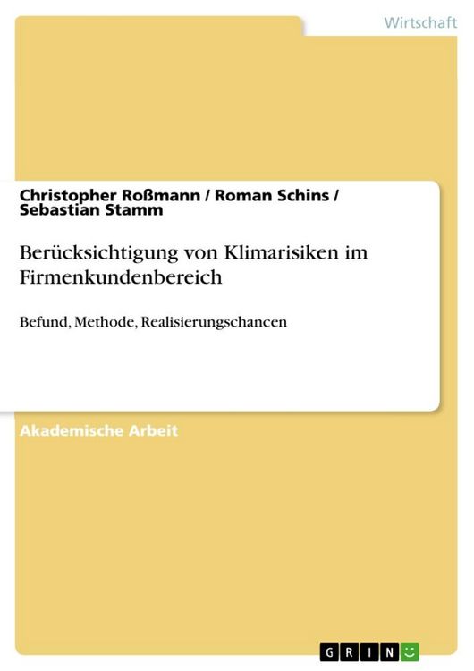 Produktbild: Ber&uuml;cksichtigung von Klimarisiken im Firmenkundenbereich