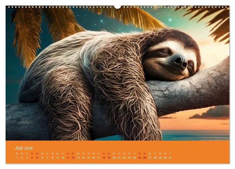Produktbild: Der Kalender f&uuml;r echte Faultiere (hochwertiger Premium Wandkalender 2026 DIN A2 quer), Kunstdruck in Hochglanz