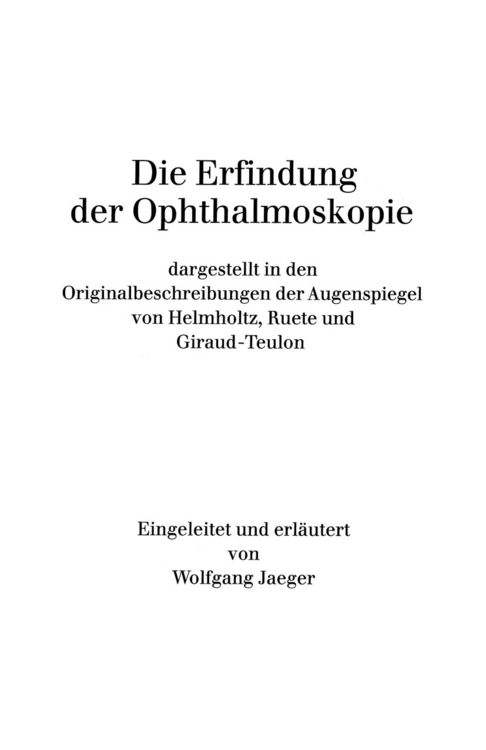 Produktbild: Die Erfindung der Ophthalmoskopie