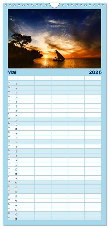 Produktbild: Familienplaner 2026 - Sansibar mit 5 Spalten (Wandkalender, 21 x 45 cm) CALVENDO