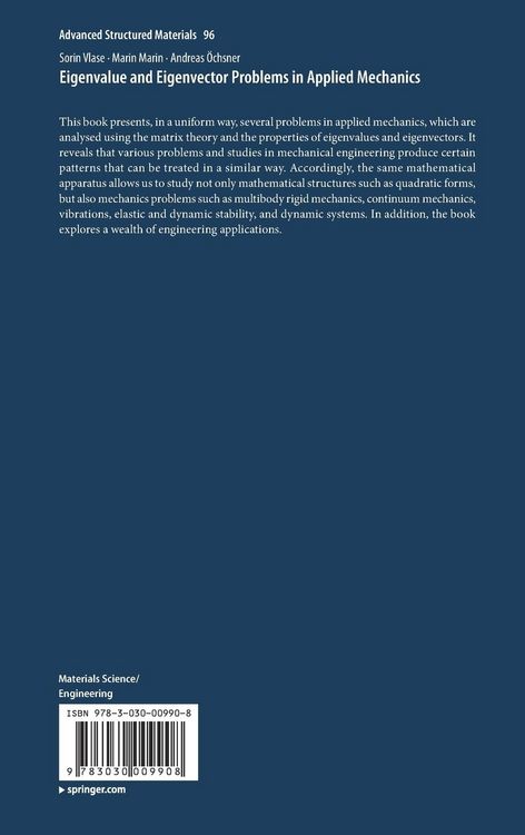 Produktbild: Eigenvalue and Eigenvector Problems in Applied Mechanics