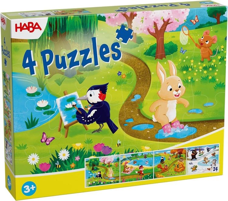 Produktbild: HABA 2013402001 - Puzzle Jahreszeiten, 4x24 Teile, Kinderpuzzle ab 3 Jahren
