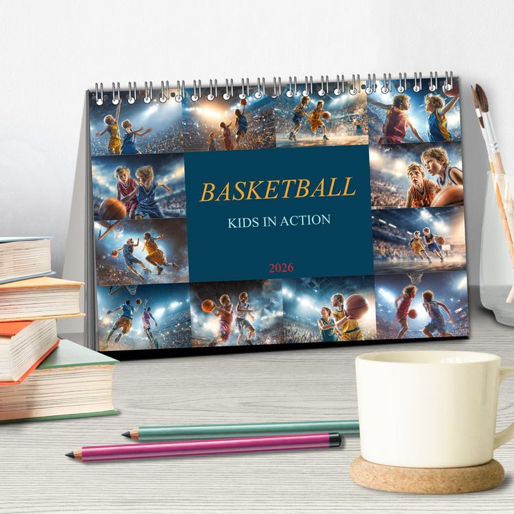 Produktbild: Basketball - Kids in Action (Tischkalender 2026 DIN A5 quer), CALVENDO Monatskalender