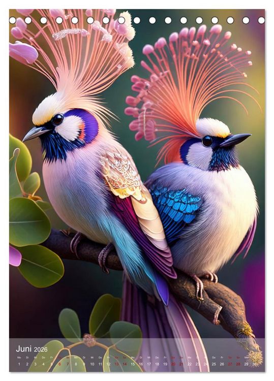 Produktbild: Exotische Harmonie - Paradiesv&ouml;gel und Blumenpracht (Tischkalender 2026 DIN A5 hoch), CALVENDO Monatskalender