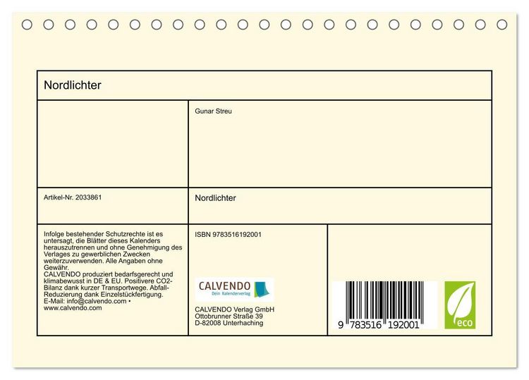Produktbild: Nordlichter (Tischkalender 2026 DIN A5 quer), CALVENDO Monatskalender