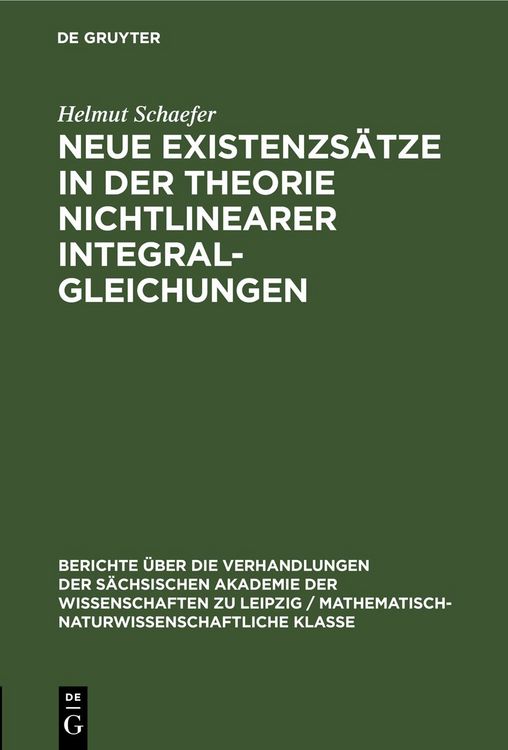 Produktbild: Neue Existenzs&auml;tze in der Theorie nichtlinearer Integralgleichungen