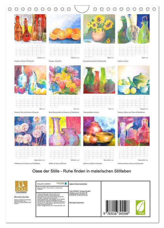 Produktbild: Oase der Stille - Ruhe finden in malerischen Stillleben (Wandkalender 2026 DIN A4 hoch), CALVENDO Monatskalender