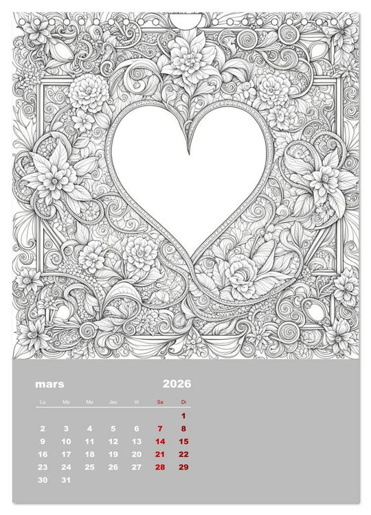 Produktbild: Coloriage (Calendrier mural 2026 DIN A4 horizontal), CALVENDO calendrier mensuel