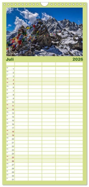 Produktbild: Familienplaner 2026 - Nepal- Trekking durchs Hochgebirge mit 5 Spalten (Wandkalender, 21 x 45 cm) CALVENDO