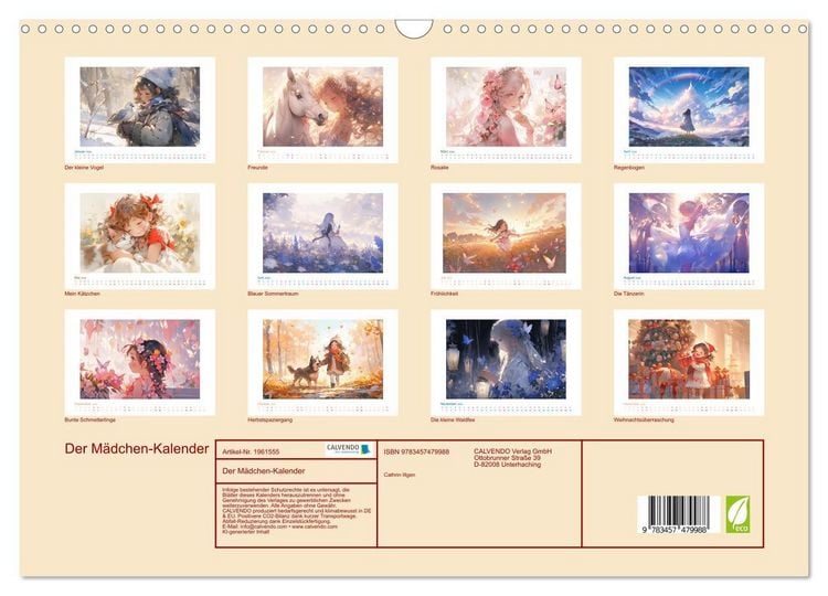 Produktbild: Der M&auml;dchen-Kalender (Wandkalender 2026 DIN A3 quer), CALVENDO Monatskalender
