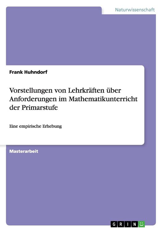 Produktbild: Vorstellungen von Lehrkr&auml;ften &uuml;ber Anforderungen im Mathematikunterricht der Primarstufe