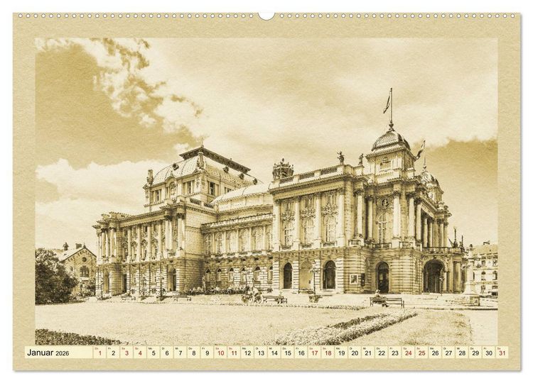 Produktbild: Zagreb &ndash; Ein Kalender im Zeitungsstil (Wandkalender 2026 DIN A2 quer), CALVENDO Monatskalender