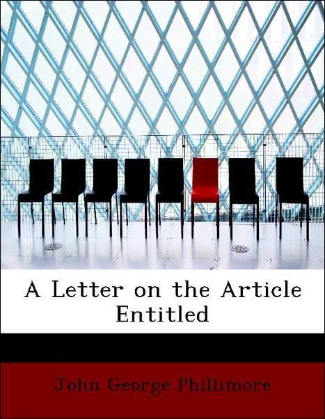 Produktbild: Phillimore, J: Letter on the Article Entitled