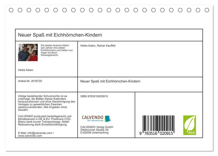 Produktbild: Neuer Spa&szlig; mit Eichh&ouml;rnchen-Kindern (Tischkalender 2026 DIN A5 quer), CALVENDO Monatskalender