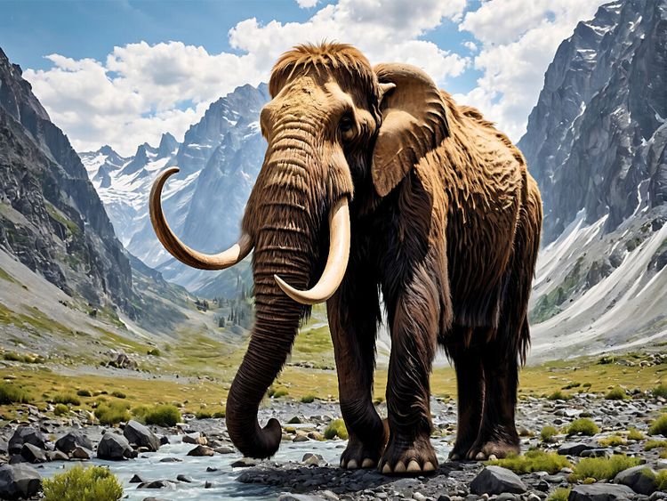 Produktbild: CALVENDO Puzzle Beeindruckendes Mammut in vorzeitlicher Gebirgswelt | 1000 Teile Lege-Gr&ouml;&szlig;e 64x48cm Foto-Puzzle f&uuml;r gl&uuml;ckliche Stunden