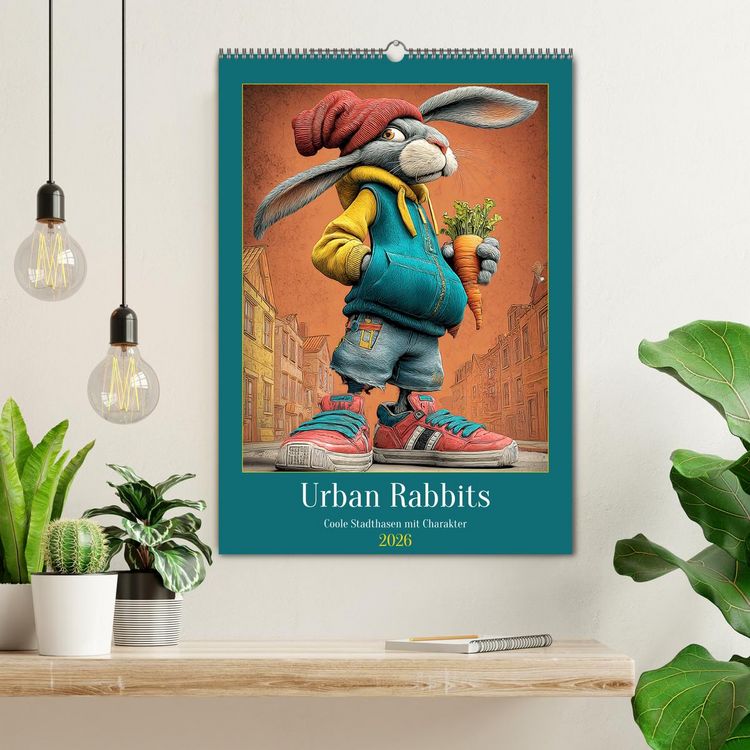 Produktbild: Urban Rabbits. Coole Stadthasen mit Charakter (Wandkalender 2026 DIN A2 hoch), CALVENDO Monatskalender