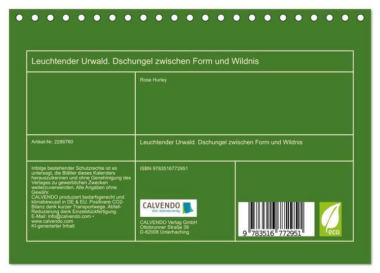 Produktbild: Leuchtender Urwald. Dschungel zwischen Form und Wildnis (Tischkalender 2027 DIN A5 quer), CALVENDO Monatskalender