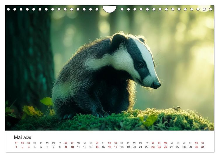 Produktbild: Stur, stark, sympathisch - Der Dachs - Kalender (Wandkalender 2026 DIN A4 quer), CALVENDO Monatskalender