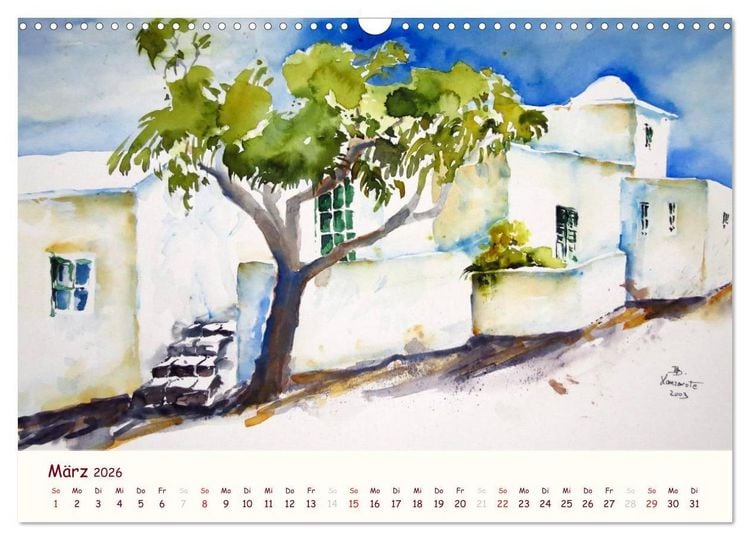 Produktbild: Lanzarote und Teneriffa - Aquarelle (Wandkalender 2026 DIN A3 quer), CALVENDO Monatskalender
