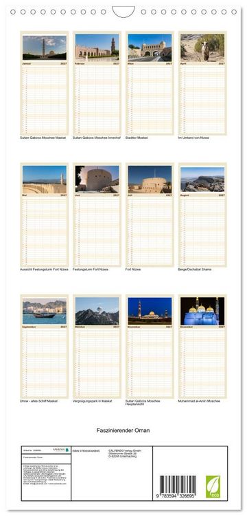 Produktbild: Familienplaner 2027 - Faszinierender Oman mit 5 Spalten (Wandkalender, 21 x 45 cm) CALVENDO