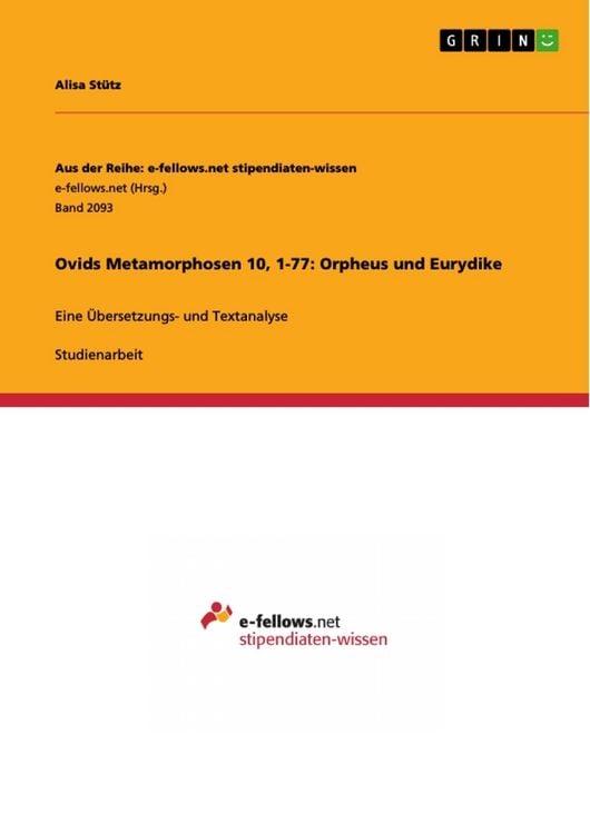 Produktbild: Ovids Metamorphosen 10, 1-77: Orpheus und Eurydike