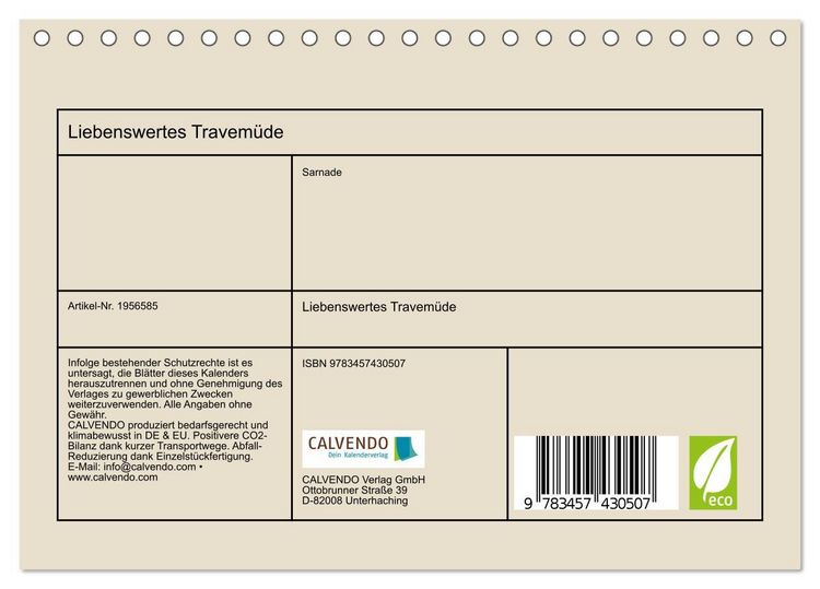 Produktbild: Liebenswertes Travem&uuml;de (Tischkalender 2026 DIN A5 quer), CALVENDO Monatskalender