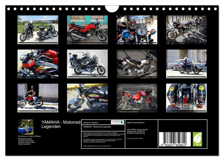 Produktbild: YAMAHA - Motorrad-Legenden (Wandkalender 2026 DIN A4 quer), CALVENDO Monatskalender