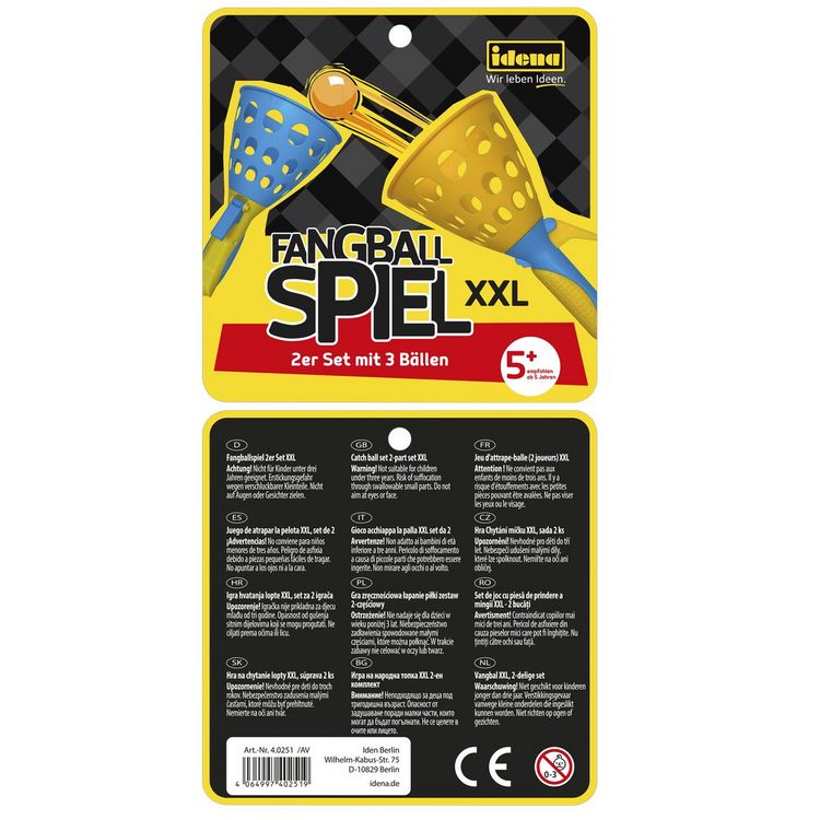 Produktbild: Idena Fangballspiel XXL 2er Set mit 3 B&auml;llen mehrfarbig 5 Teile