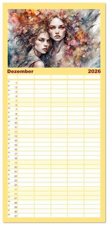 Produktbild: Familienplaner 2026 - Wilde Ladys mit 5 Spalten (Wandkalender, 21 x 45 cm) CALVENDO