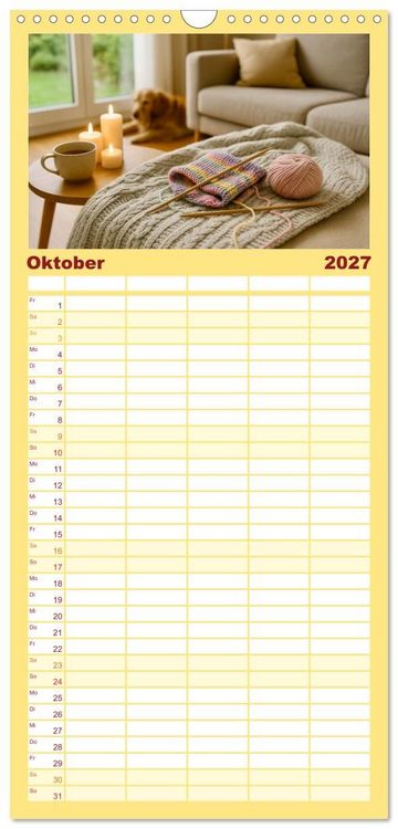 Produktbild: Familienplaner 2027 - Stricken und Wolle mit 5 Spalten (Wandkalender, 21 x 45 cm) CALVENDO