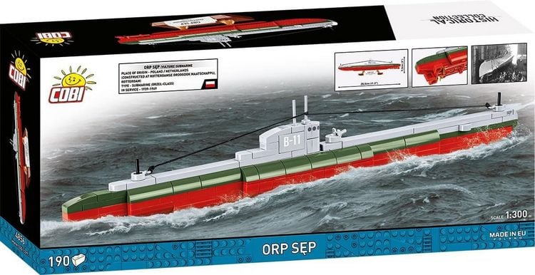 Produktbild: COBI Historical Collection 4856 - ORP Sep Polish Submarine, WWII, Bausatz 1:300, 190 Klemmbausteine