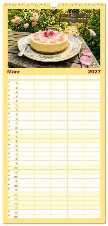 Produktbild: Familienplaner 2027 - K&auml;sekuchen Kalender - K&ouml;stliche Dessertmomente mit 5 Spalten (Wandkalender, 21 x 45 cm) CALVENDO