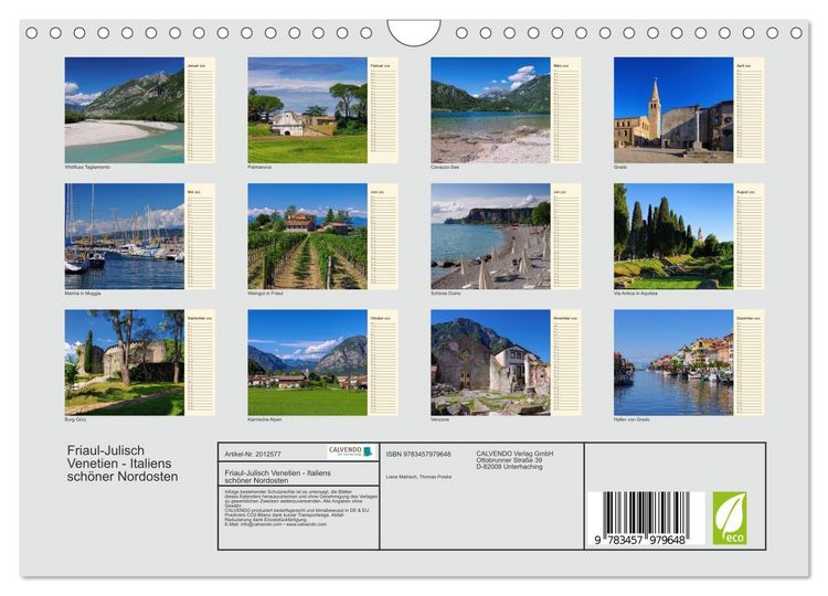 Produktbild: Friaul-Julisch Venetien - Italiens sch&ouml;ner Nordosten (Wandkalender 2026 DIN A4 quer), CALVENDO Monatskalender
